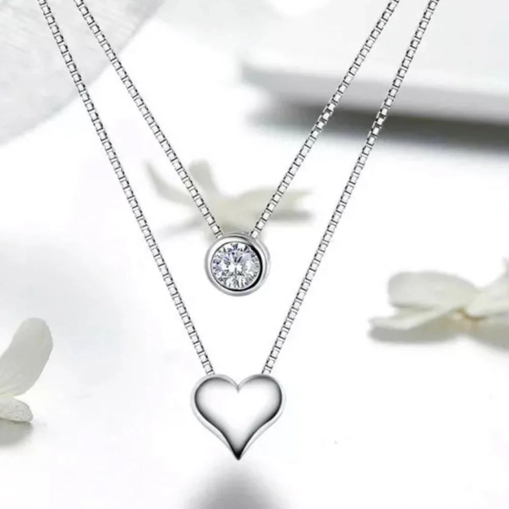 🔥Insta double layer chain heart pendant necklace - Picture 3 of 7